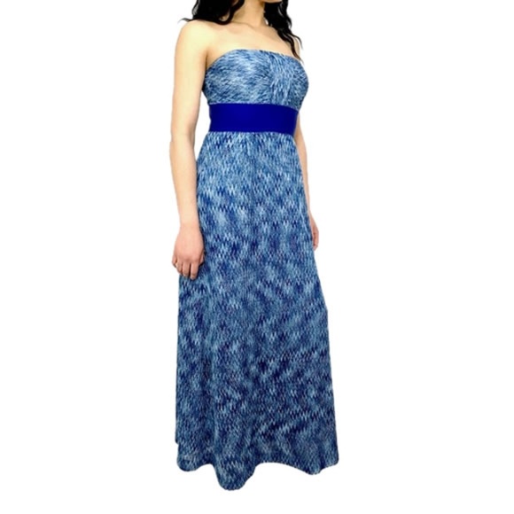 Tahari Dresses & Skirts - TAHARI Blue Chevron Knit Formal Maxi Dress - Women's Size 2 Gown